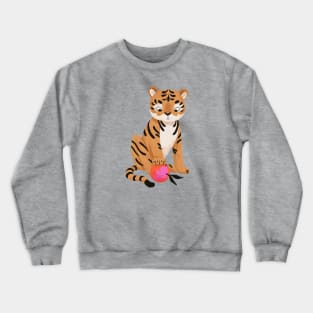 Cute Tiger with Orange Crewneck Sweatshirt